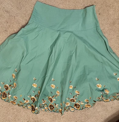 Falda midi Sweet by Miss Me para mujer grande verde algodón bordada forrada Y2K Foto 1 de 3