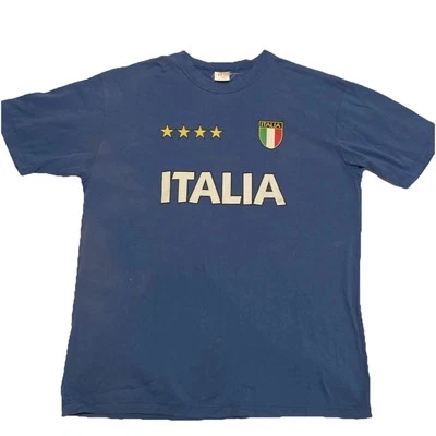 Italia ‘I.T.S.’ Flag Four Star Futbol Blue Tshirt XXL  100% Cotton - Image 1 of 4