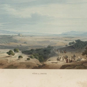 Israel desierto de Jericó vista histórica sin signo colorquatinta siglo XIX - Imagen 1 de 3