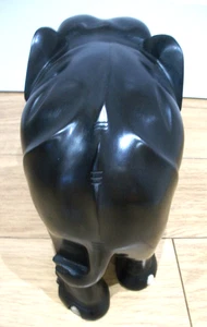 GRANDE [4kgs] ANTIGUO ELEFANTE DE MADERA DE ÉBANO CEILÁN TALLADO A MANO - Imagen 1 de 4