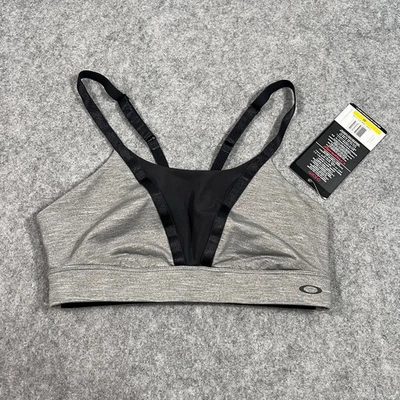 NWT Oakley Heathered Gray Black Sessions Athletic Sports Bra Women's Size Medium - Image 1 of 4
