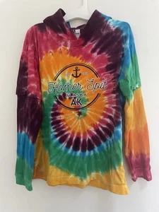 Artforms Kid Boy Girl Homer Spit AK Colorful Spiral Tie Dye Hooded Shirt Multi M - Picture 1 of 6
