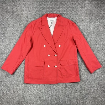 Blazer Alex Mill Mujer Grande Rojo Tomate Doble Pecho Algodón Chaqueta Carrera Foto 1 de 4