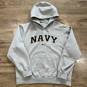 Nike Naval Academy NAVY Center Swoosh Hoodie Sweatshirt Gray Size XL *FLAWS* - Picture 1 of 7