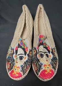 ZIPOLITE Espadrilles Woman’s Sz 6 Platform Espadrilles Frida Khalo Canvas-Mexico - Picture 1 of 5