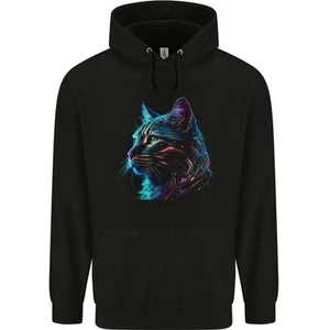 A Fantasy Cat With Cool Colours 3 Childrens Kids Hoodie - Picture 1 of 3