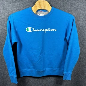 Champion Crewneck Sweatshirt Mens Medium Baby Blue Pullover Logo - Picture 1 of 9