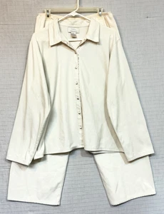 EUC Willow Blossom Pyjama Set - Langarm Oberteil/lange Hose.  Flanell.  XL weiß - Bild 1 von 7