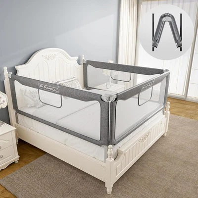 Riel de cama para niños pequeños, protectores plegables para bebé, gris, 78,7" (¡1 lado!) Foto 1 de 4