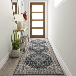 Tappeto Runner Antiscivolo Lavabile Blu 2x6 - Lavabile in Lavatrice, Antimacchia Auto... - Foto 1 di 8