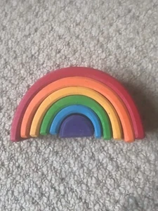 Grimms 6 Piece Wooden rainbow stacker - Picture 1 of 8