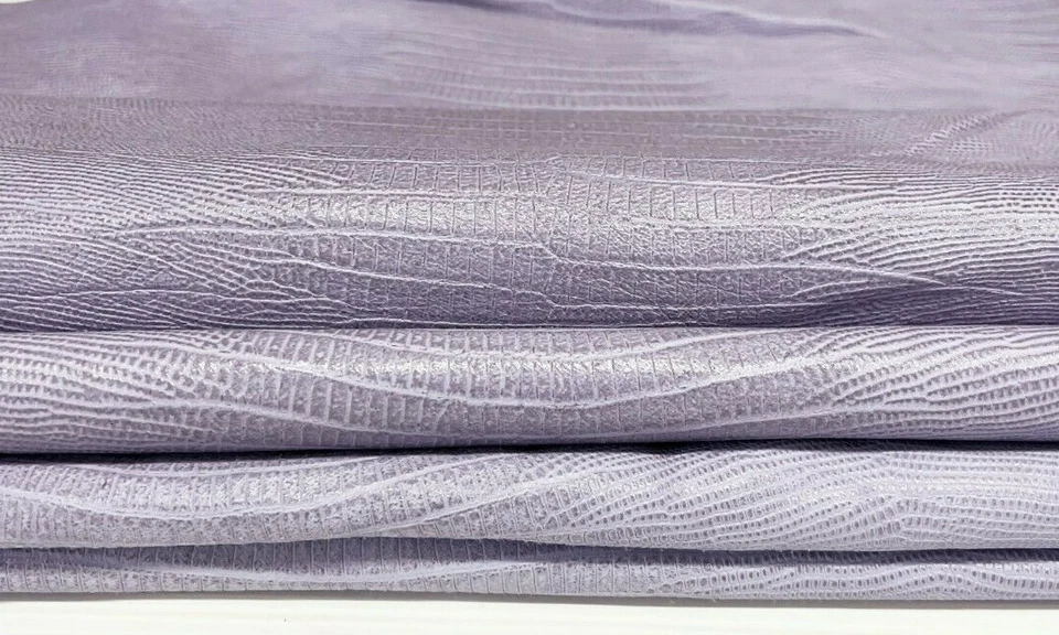 TEJUS REPTILE LILAC texture Italian Lambskin leather 2 skins 14sqf 0.8mm #A7251 - Image 1 of 4