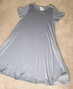 LuLaRoe NEW JESSIE ~ Large ~ Solid Steel GRAY ~ Short Sleeve Pocket Dress - Picture 1 of 3