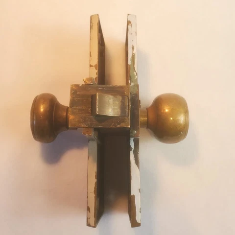 Antique Brass Door Hardware Lock Set 1900's SALVAGE for PARTS OR REPAIR Cover
