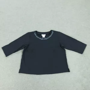 Susan Graver Shirt Damen 1X Schwarz Perlen Pullover Oberteil - Bild 1 von 10