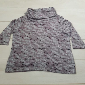 KLASS Roll Neck Top Blouse Size XL UK 18-20 Grey Abstract Stretch Half Sleeve - Picture 1 of 7