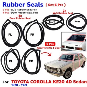 Windshield Front Rear Door Rubber Seal Set 6 Fits Toyota Corolla KE20 4D 1970-74 - Picture 1 of 7