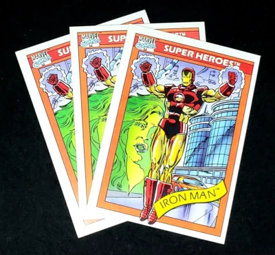 MINT 1990 Iron Man Marvel Universe Card #42 RAW for Grading Collectors (3 Cards) - Image 1 of 4