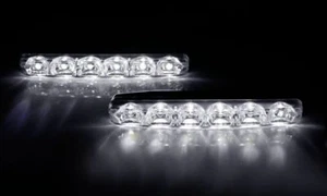 COPPIA LUCI DIURNE ANTERIORI DAYLIGHT 6 LED LUCE BIANCA AUTO UNIVERSALI 6000K  - Foto 1 di 5