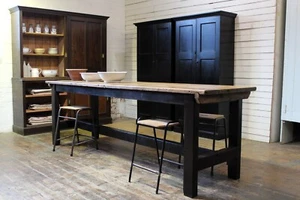 Huge Old Czech Oak topped Kitchen Island/Workbench Salvage Industrial Mill Table - Picture 1 of 24