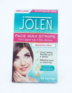 Jolen Wax Strips Face for Upper Lip Chin Brows Facial Sensitive Skin Waxing x 16