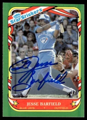 1987 Fleer Star Stickers Jesse Barfield Auto Toronto Blue Jays #4 COA Card - Image 1 of 2