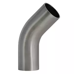 EXHAUST PIPE MANDREL BEND STAINLESS STEEL (316) 1 1/4" 45 DEGREE SHORT LEG - Picture 1 of 1