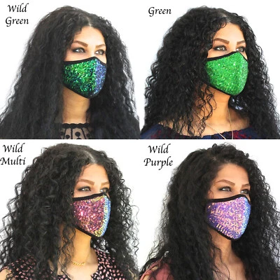 3 Pack- Sequin Face Mask Glitter Bling Face Mask Washable Reusable Face Masks  - Image 1 of 4