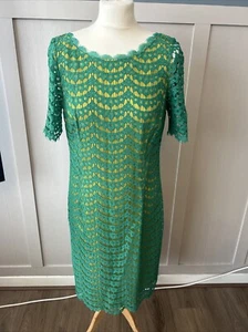 Boden Size 12 Long Green Scalloped Lace Short Sleeve Occasion Dress NEW - Picture 1 of 5