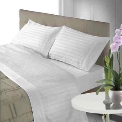 Lenzuola Matrimoniali Zefiro In Raso Di puro Cotone Tinta Unita Letto completo  - Immagine 1 di 4