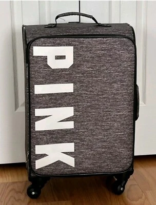 VICTORIA'S SECRET PINK ROLLER WHEELIE CARRY ON LUGGAGE SUITCASE- GRAY Excellent  - Image 1 of 4