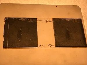 L1-58 ILFORD ALPHA LANTERN PLATE / SLIDE - MAN TAKING PHOTO IN HE WOODS 1924 - Picture 1 of 2