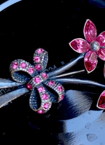 Set of 3 - Vintage style marcacite rhinestone brooches - Picture 1 of 8