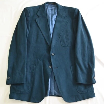 Vtg 60s Mens 44R Navy Blue Sueded USA Made Sport Coat Blazer Suit Jacket - Image 1 of 4