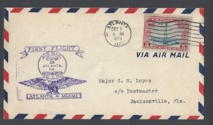 1928 Atlanta Ga 1st Flight Cam25 To Jacksonville Fl W/C11 - Picture 1 of 1
