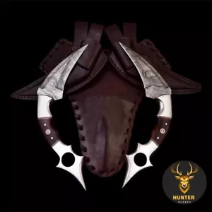 2 KARAMBIT KNIVES, Handmade High Carbon Steel Pair of Karambit Knife with Sheath - Picture 1 of 7