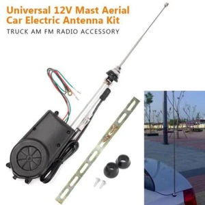 Black 12V Automatic Antenna Car AM/FM Radio Electric L1F8 Power Mast H9D E D4P6 - Picture 1 of 12