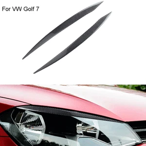 2 x Carbon Fiber Headlights Eyebrows Eyelid Trim Cover For VW Golf MK7 2014-2019 - Picture 1 of 8