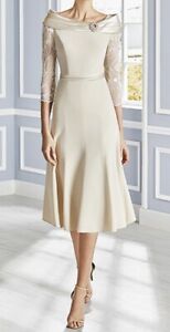 Couture Club Rosa Clara Dress RRP £595 Size UK 16 Mother of the Bride - Taupe