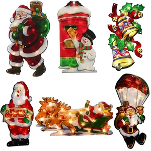 Christmas Window Silhouette LED Large Double-Sided Xmas Lights Metallic Signs - Picture 1 of 36