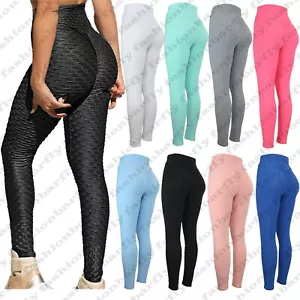 New Women's Leggings Anti-Cellulite Yoga Leggings Bum Butt Lift Sports Gym Pants - Picture 1 of 19