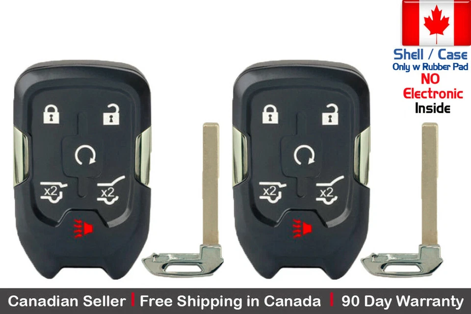 2x New Replacement Keyless Key Fob Case For Chevy GMC Smart Proximity - Shell - Image 1 of 1