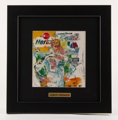 LEROY NEIMAN SIGNED "FORMULA RACING" 14" x 14.5" CUSTOM FRAMED JSA PRINT DISPLAY - Image 1 of 2