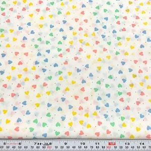 Vintage Pastel Hearts & Pin Dots Weilwood Cotton Blend Fabric Remnant 16" x 43" - Picture 1 of 2
