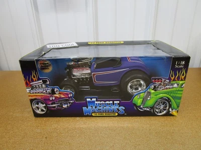 1932 Ford Roadster street rod MUSCLE MACHINES 1/18 Blue Too Cool diecast car Z - Image 1 of 4