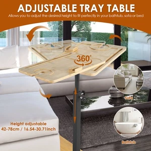360° Rotatable Sofa Tray Table Height Adjustable Couch Side Table with flxeD - Picture 1 of 11