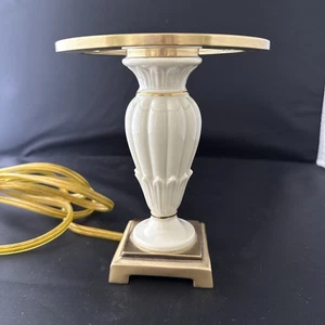 VTG Lenox Brass And Ivory Porcelain Lighting By Quoizel Table Lamp - Picture 1 of 7