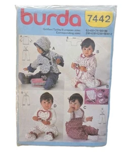 Vtg Burda 7442 Baby Toddler Overalls Jacjet Hat Boities sewing pattern - Picture 1 of 1