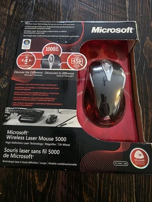 Microsoft Wireless Laser Mouse 5000 - Metallic Black BRAND NEW Open Box - Bild 1 von 4