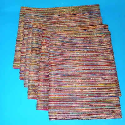 Conjunto 6 caixas e barris Elan seda rayon mistura placemats tom joia ouro metálico - Imagem 1 de 4